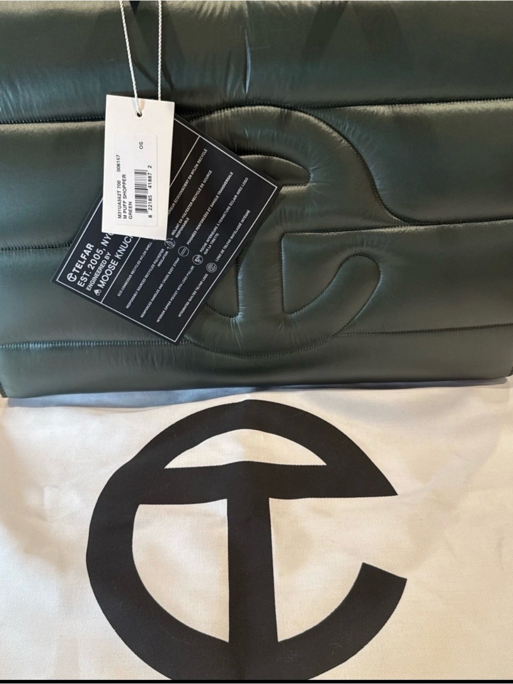 Telfar Forest Green Quilted Leather Tote
